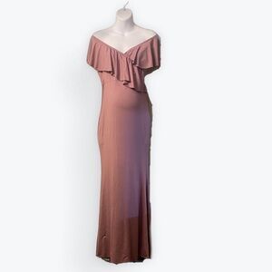 Elegant Off-Shoulder Lilac Maternity Dress